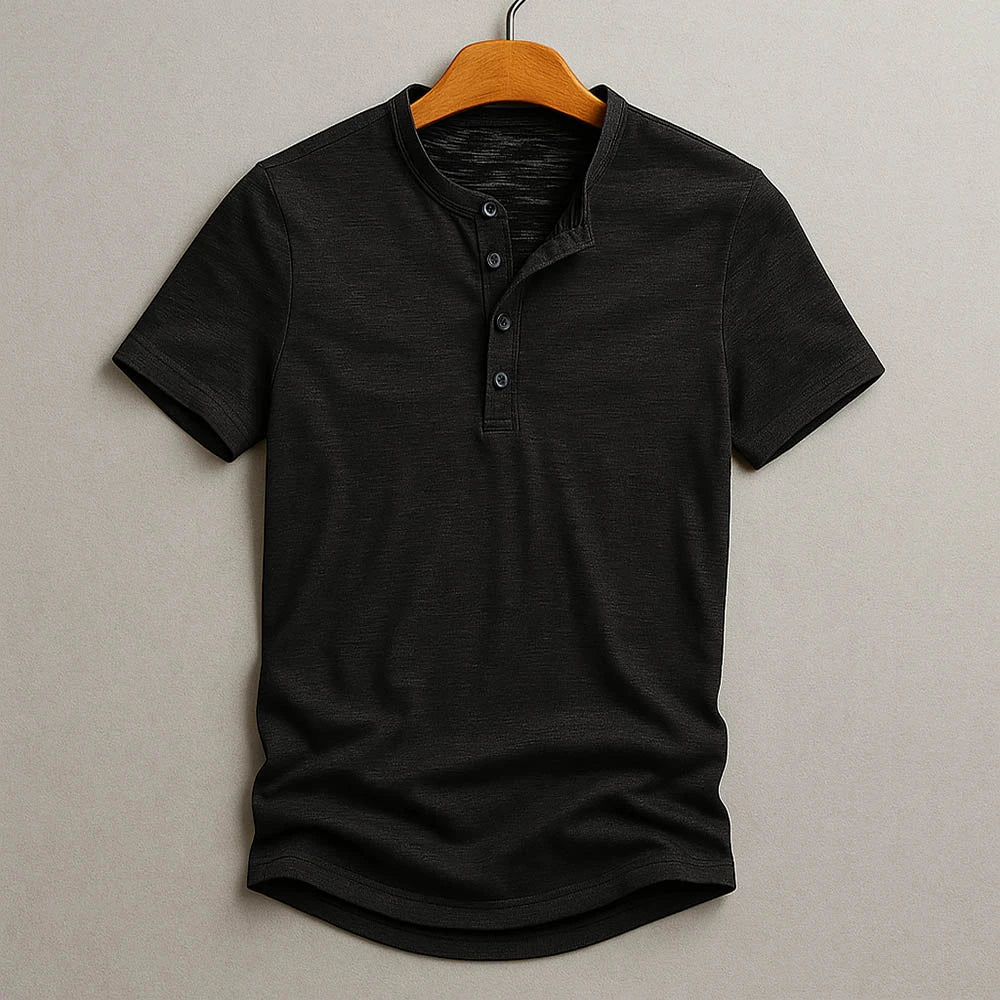 Men's Casual Short Sleeve Henley Shirt with Comfortable Fit