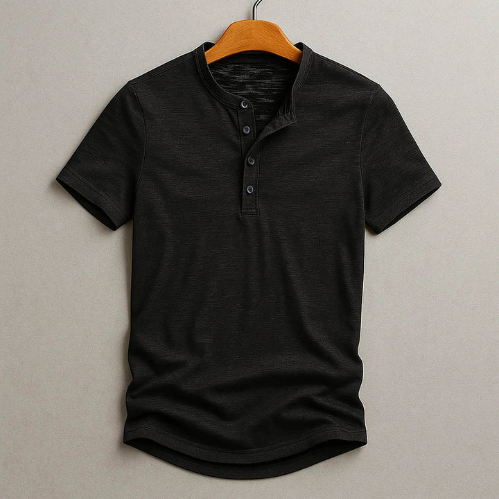 Men's Casual Short Sleeve Henley Shirt with Comfortable Fit