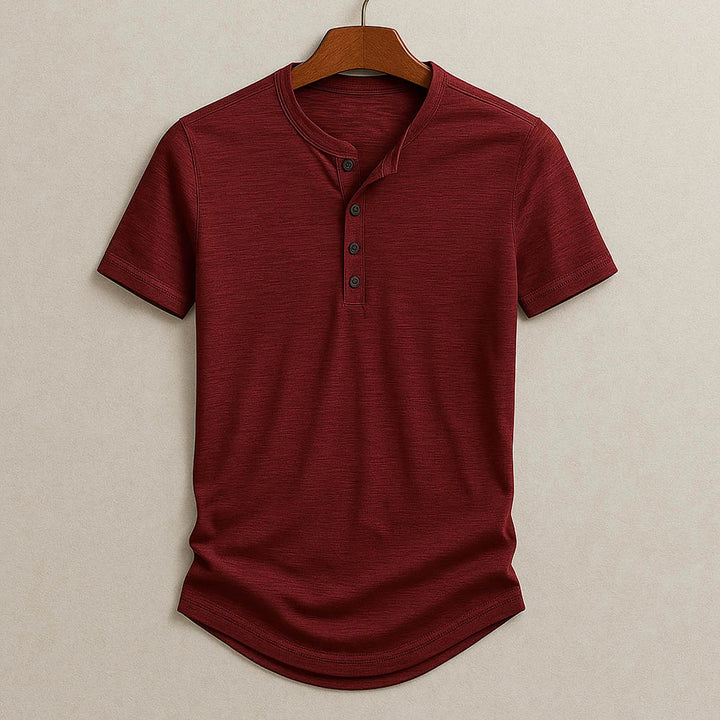 Men's Casual Short Sleeve Henley Shirt with Comfortable Fit