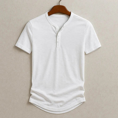 Men's Casual Short Sleeve Henley Shirt with Comfortable Fit