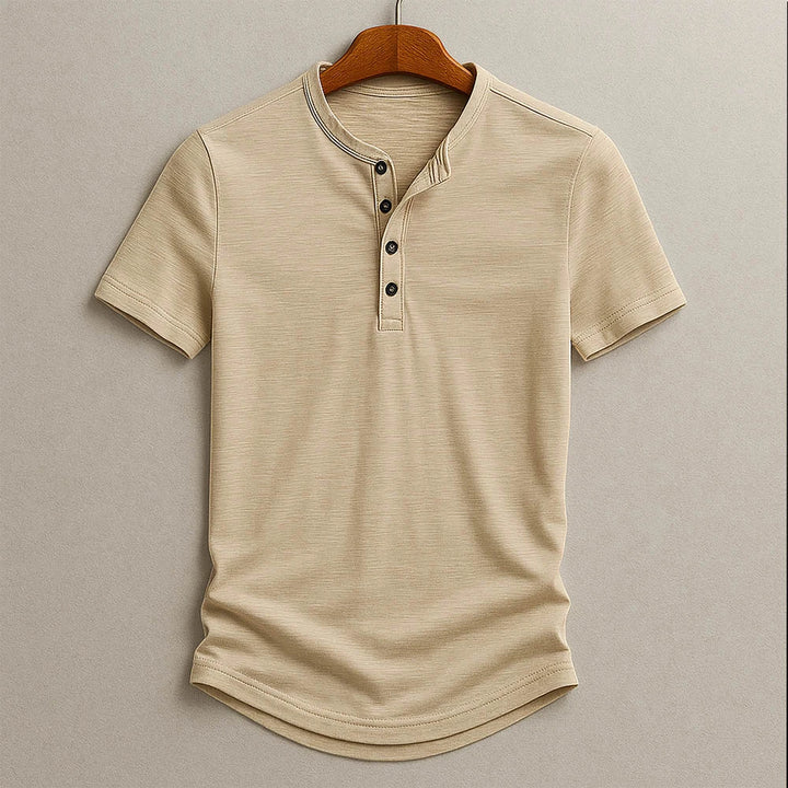 Men's Casual Short Sleeve Henley Shirt with Comfortable Fit