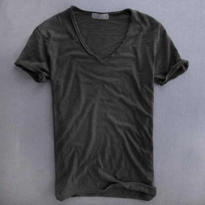 Men's Casual Short Sleeve V-Neck Shirt with Comfortable Fit