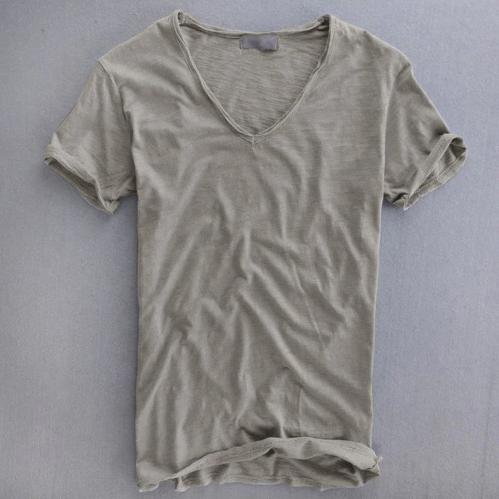 Men's Casual Short Sleeve V-Neck Shirt with Comfortable Fit