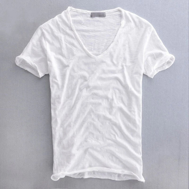 Men's Casual Short Sleeve V-Neck Shirt with Comfortable Fit