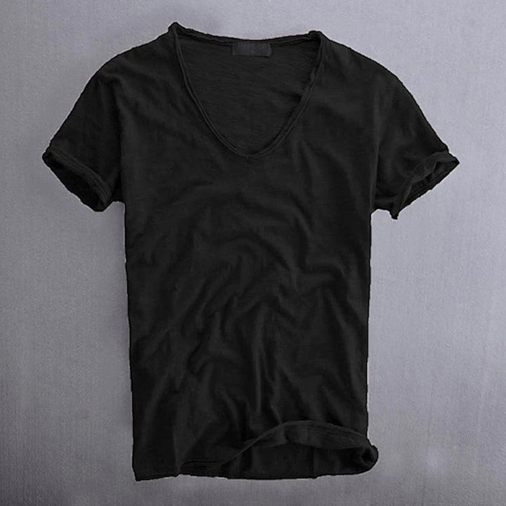 Men's Casual Short Sleeve V-Neck Shirt with Comfortable Fit