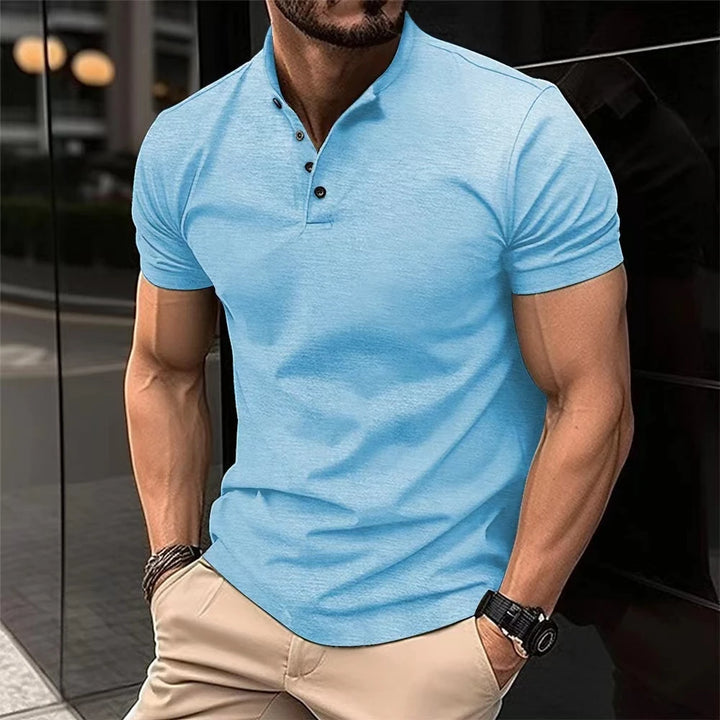 Men's Casual Slim Fit Polo Shirt with Short Sleeve and Collar