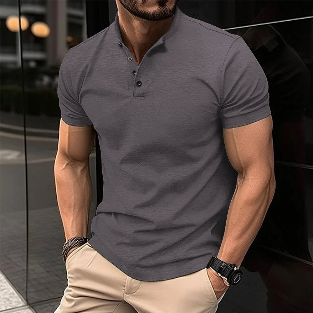 Men's Casual Slim Fit Polo Shirt with Short Sleeve and Collar