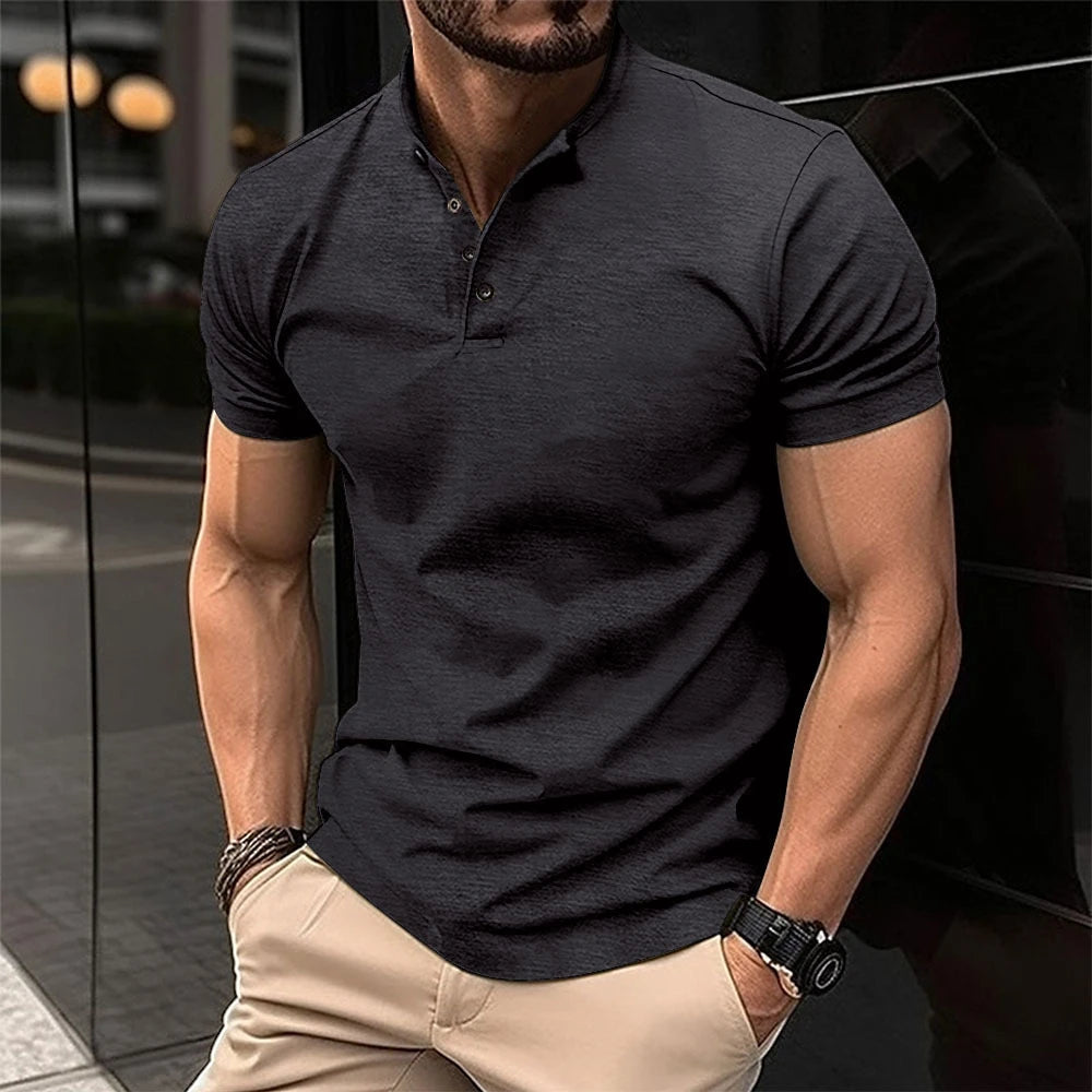 Men's Casual Slim Fit Polo Shirt with Short Sleeve and Collar