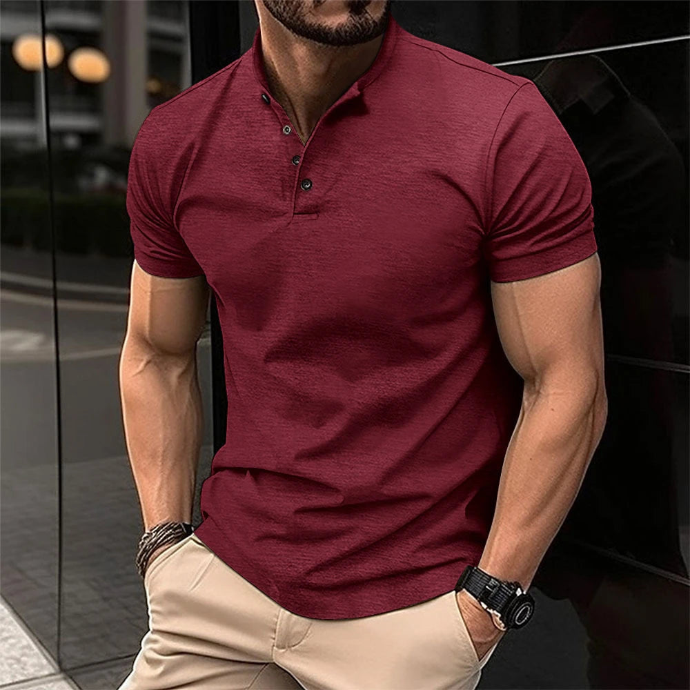 Men's Casual Slim Fit Polo Shirt with Short Sleeve and Collar