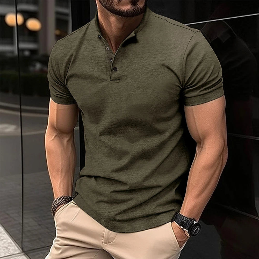 Men's Casual Slim Fit Polo Shirt with Short Sleeve and Collar
