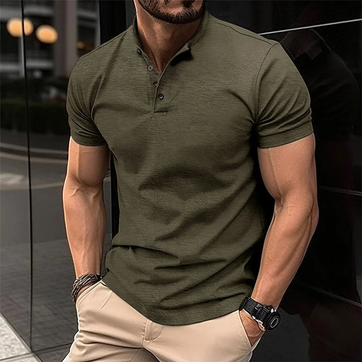 Men's Casual Slim Fit Polo Shirt with Short Sleeve and Collar