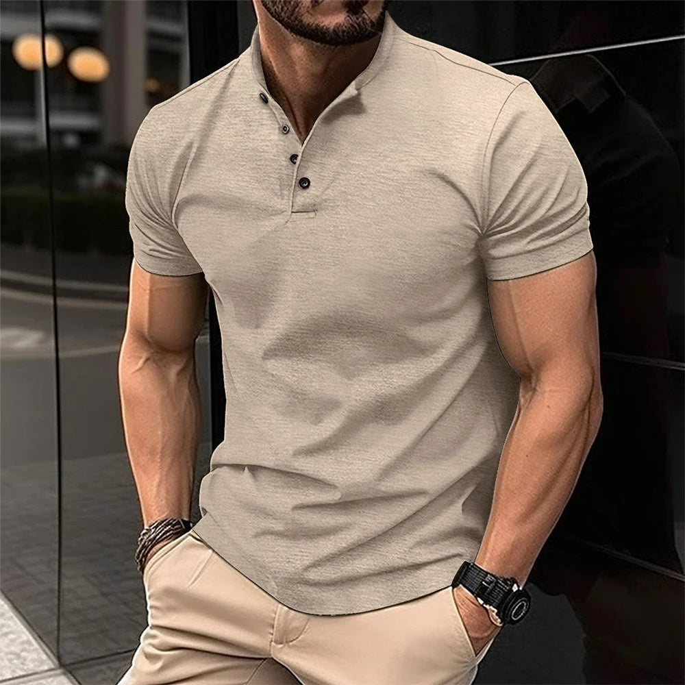 Men's Casual Slim Fit Polo Shirt with Short Sleeve and Collar