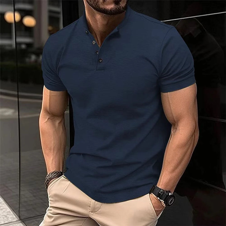 Men's Casual Slim Fit Polo Shirt with Short Sleeve and Collar