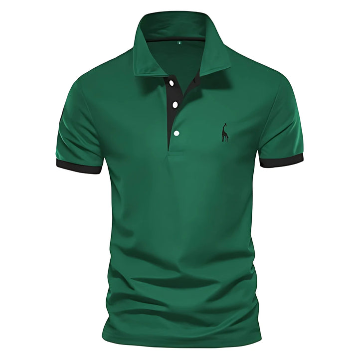 Men's Casual Slim Fit Polo Shirt with Short Sleeve and Embroidered