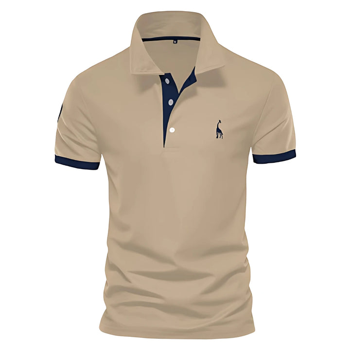 Men's Casual Slim Fit Polo Shirt with Short Sleeve and Embroidered