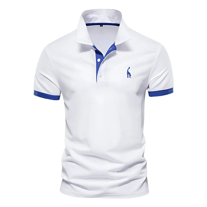 Men's Casual Slim Fit Polo Shirt with Short Sleeve and Embroidered