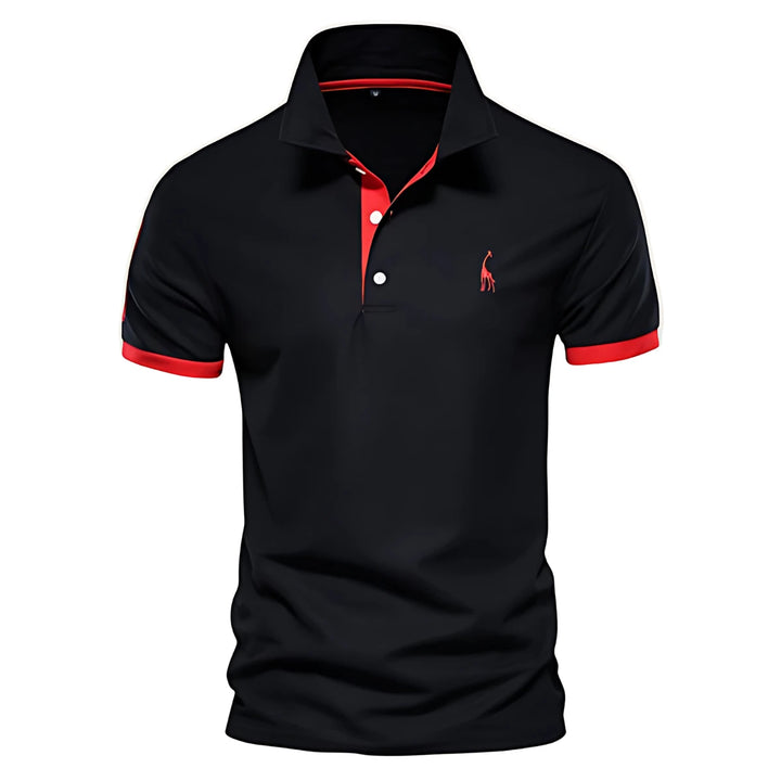 Men's Casual Slim Fit Polo Shirt with Short Sleeve and Embroidered