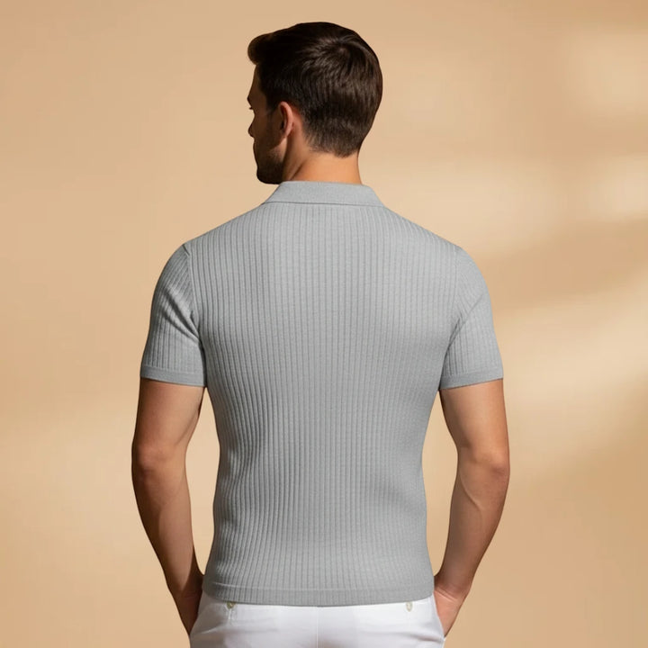 Men's Casual Slim Fit Polo Shirt with Short Sleeve and Scoop Neck