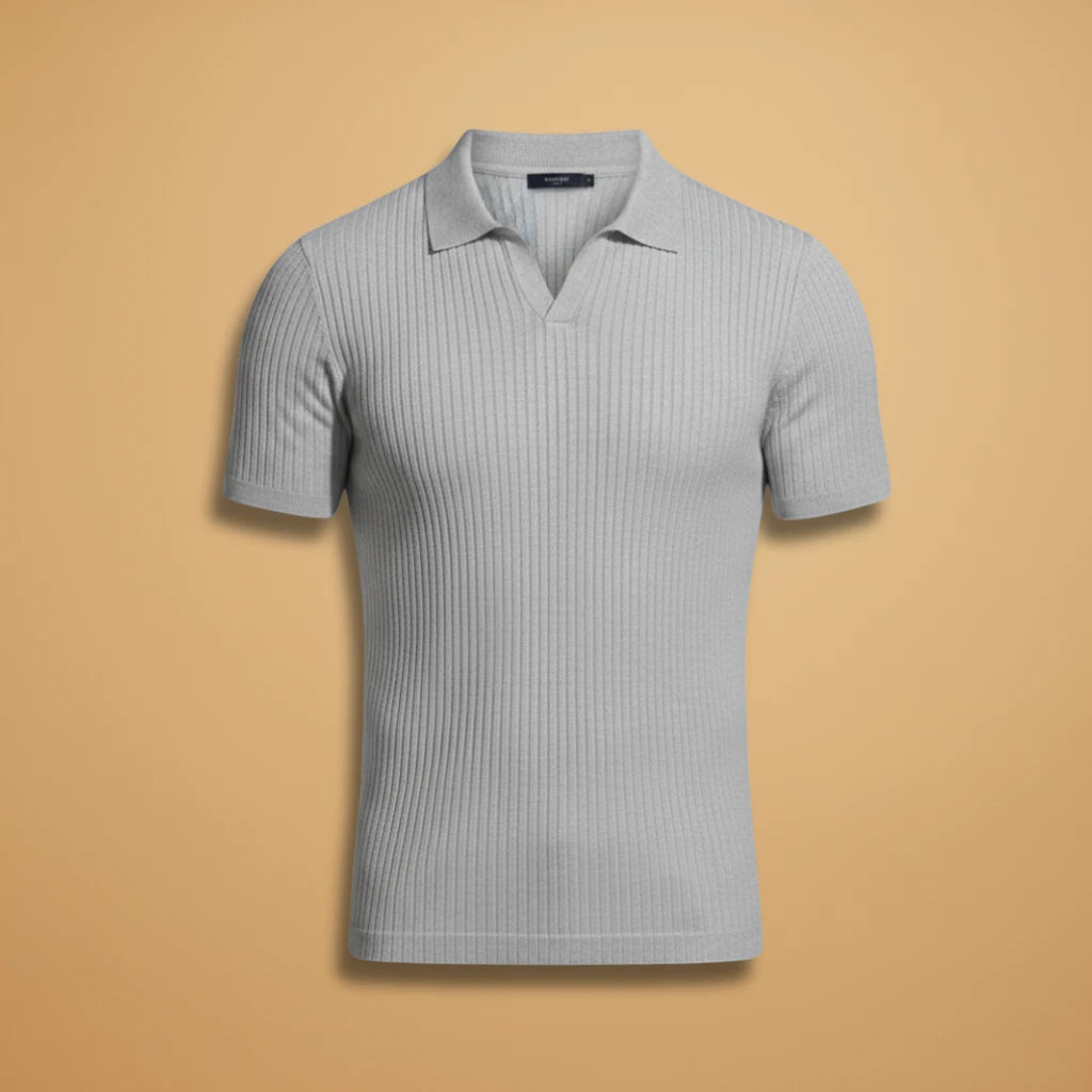 Men's Casual Slim Fit Polo Shirt with Short Sleeve and Scoop Neck