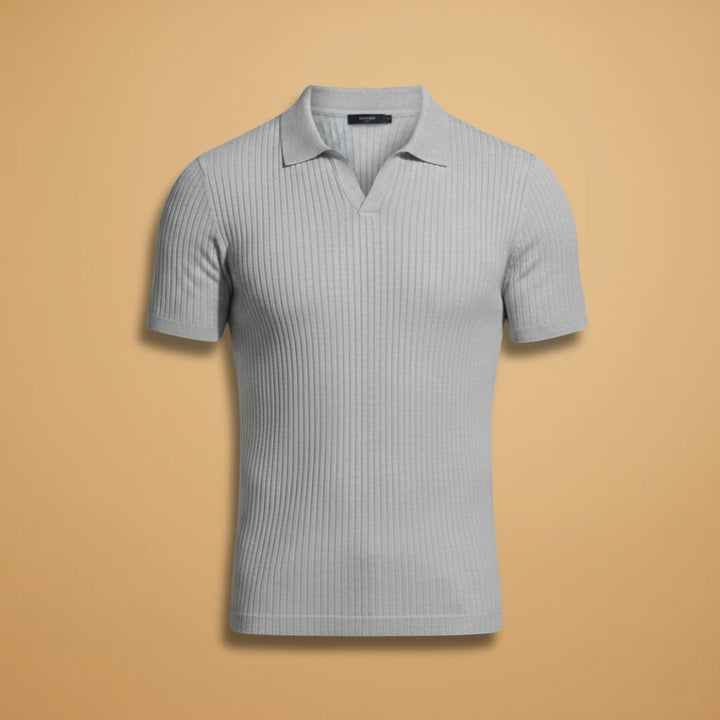 Men's Casual Slim Fit Polo Shirt with Short Sleeve and Scoop Neck