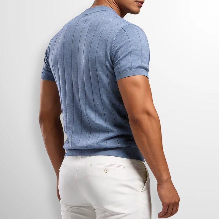 Men's Casual Slim Fit Shirt with Short Sleeve and Crew Neck
