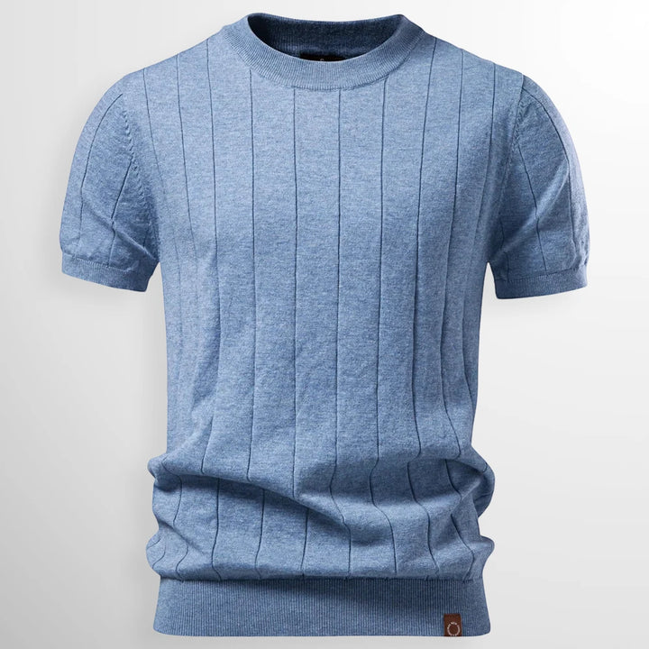 Men's Casual Slim Fit Shirt with Short Sleeve and Crew Neck