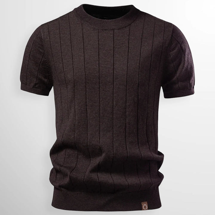 Men's Casual Slim Fit Shirt with Short Sleeve and Crew Neck
