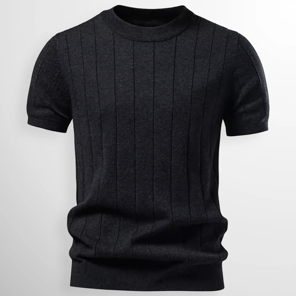 Men's Casual Slim Fit Shirt with Short Sleeve and Crew Neck