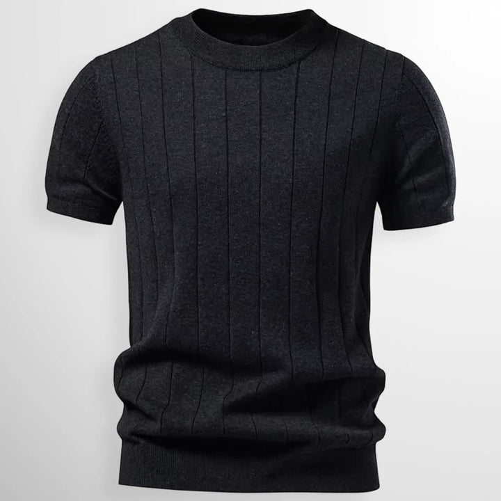 Men's Casual Slim Fit Shirt with Short Sleeve and Crew Neck