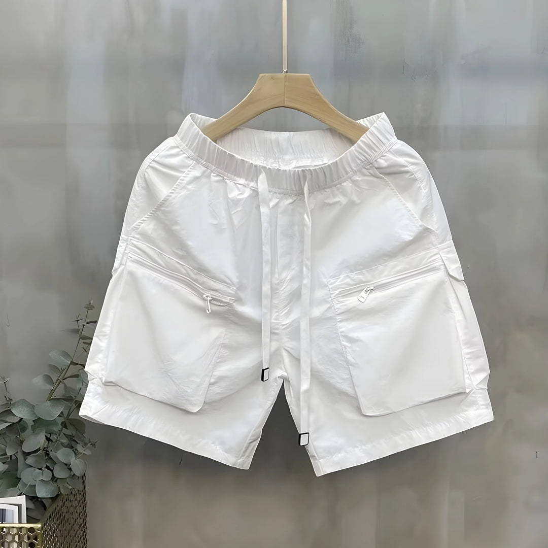 Men's Casual Straight Cargo Shorts with Mid Waist and Loose Fit