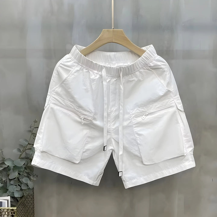 Men's Casual Straight Cargo Shorts with Mid Waist and Loose Fit