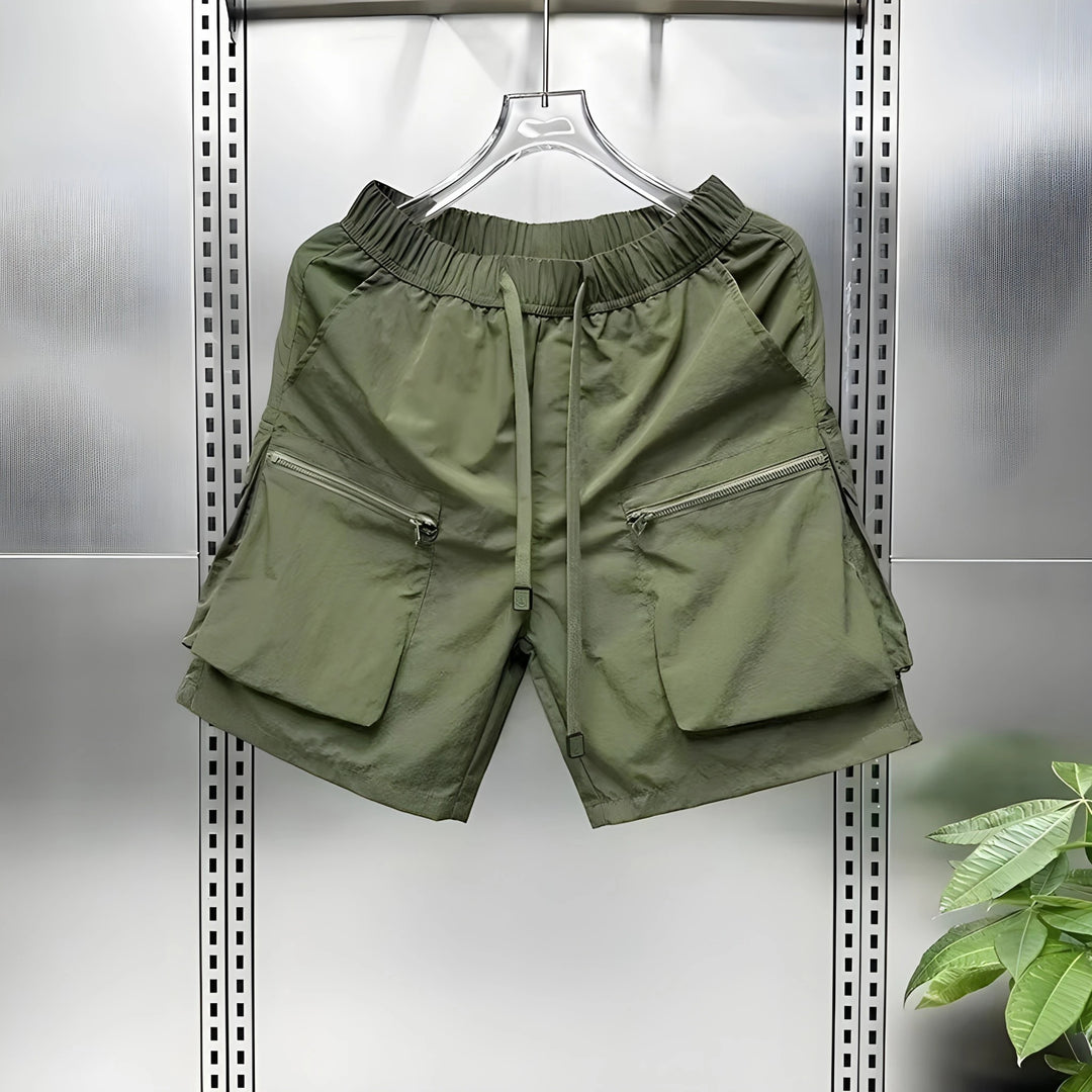 Men's Casual Straight Cargo Shorts with Mid Waist and Loose Fit