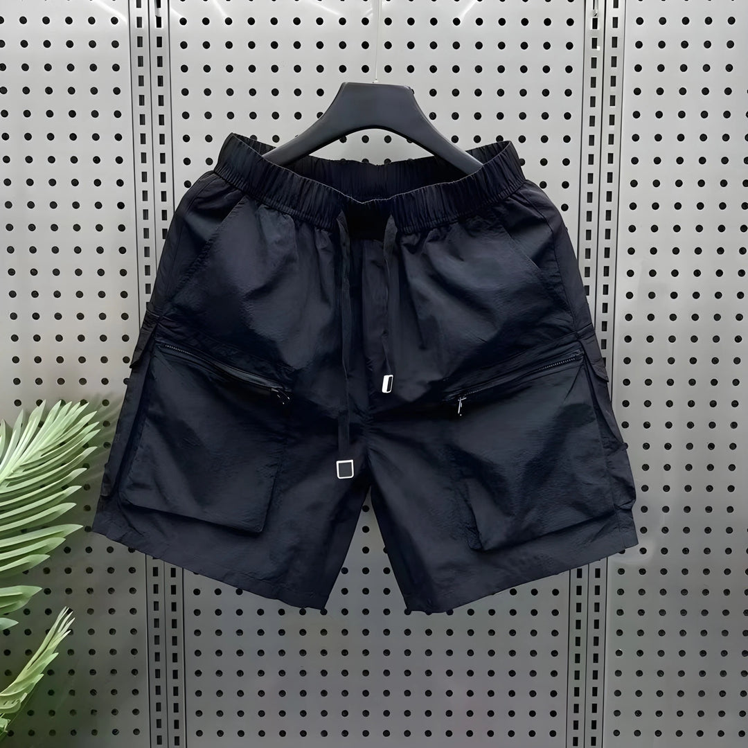 Men's Casual Straight Cargo Shorts with Mid Waist and Loose Fit