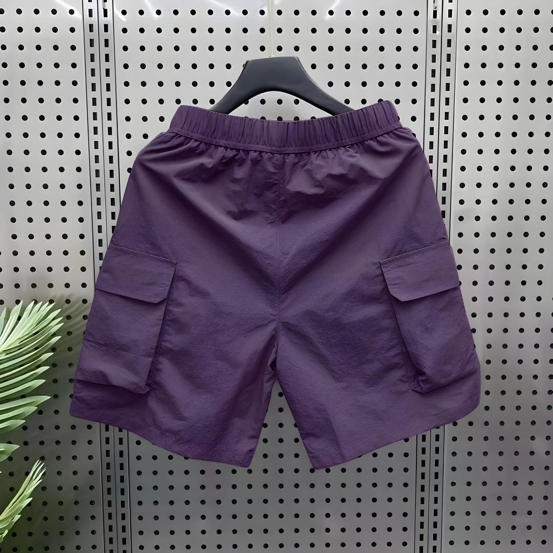 Men's Casual Straight Cargo Shorts with Mid Waist and Loose Fit