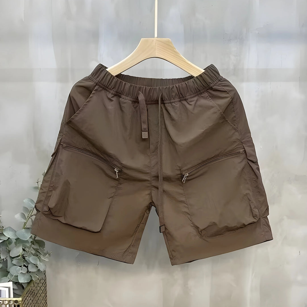 Men's Casual Straight Cargo Shorts with Mid Waist and Loose Fit
