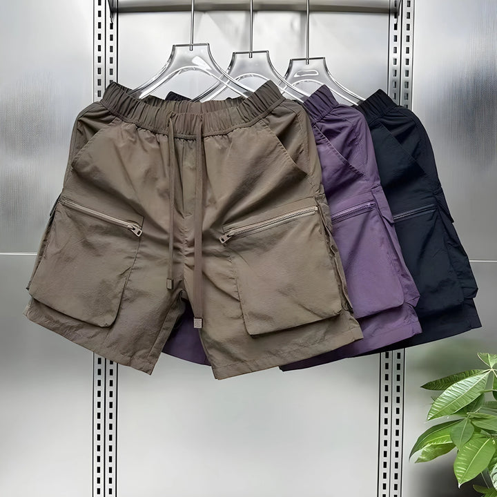 Men's Casual Straight Cargo Shorts with Mid Waist and Loose Fit