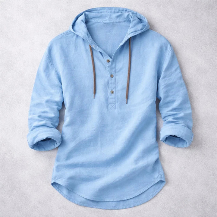 Men's Casual Vintage Shirt with Long Sleeve and Crew Neck