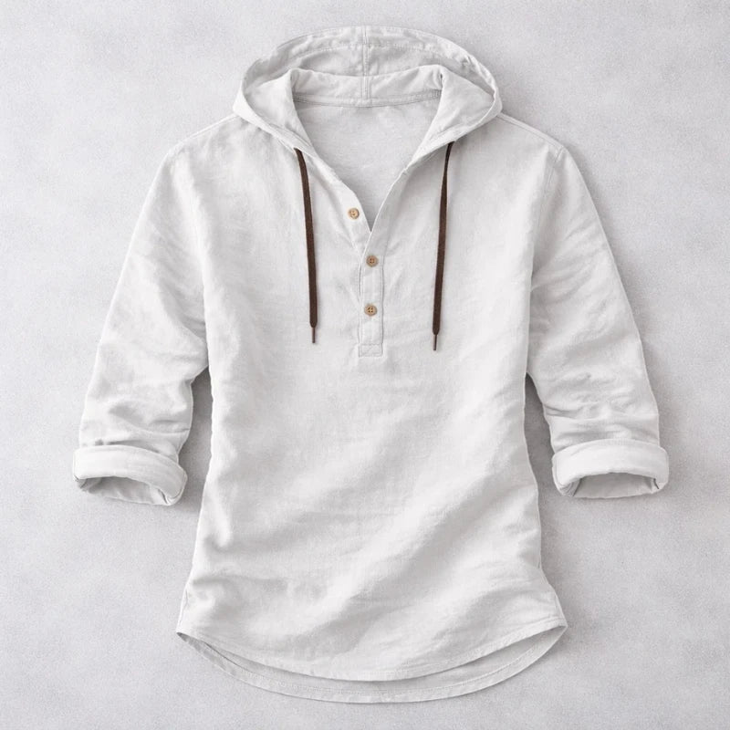 Men's Casual Vintage Shirt with Long Sleeve and Crew Neck