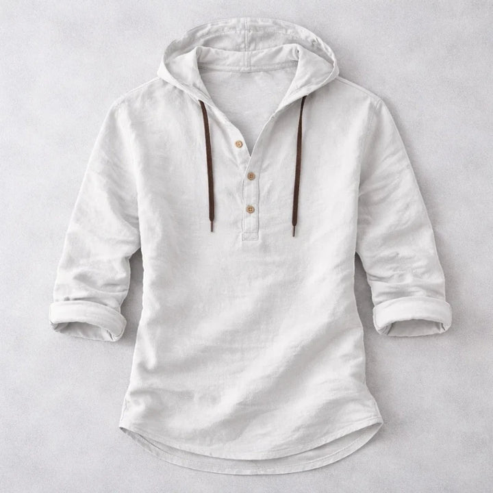 Men's Casual Vintage Shirt with Long Sleeve and Crew Neck