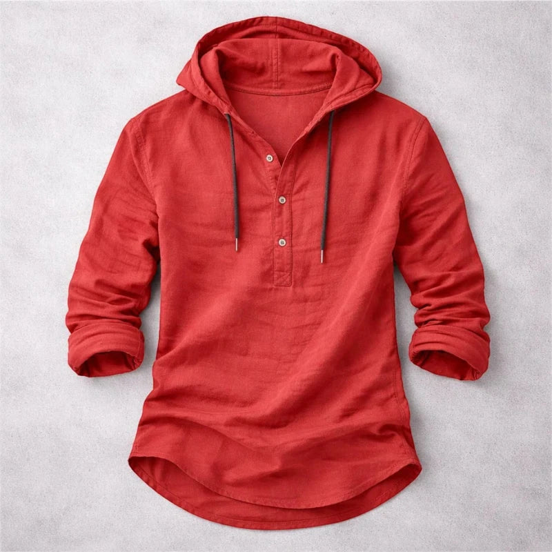 Men's Casual Vintage Shirt with Long Sleeve and Crew Neck