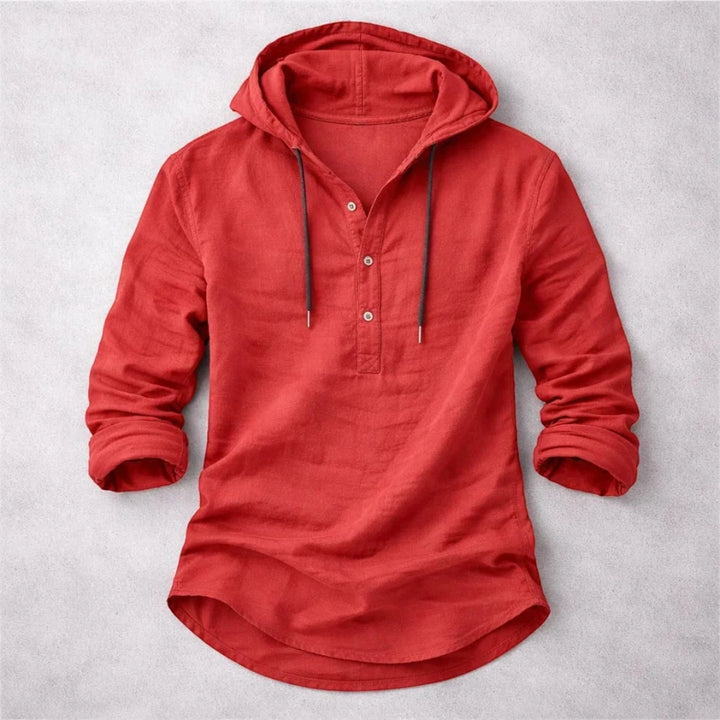 Men's Casual Vintage Shirt with Long Sleeve and Crew Neck