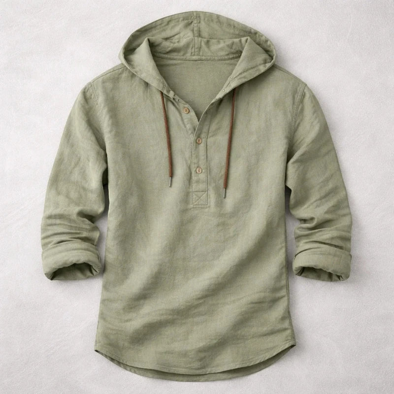 Men's Casual Vintage Shirt with Long Sleeve and Crew Neck
