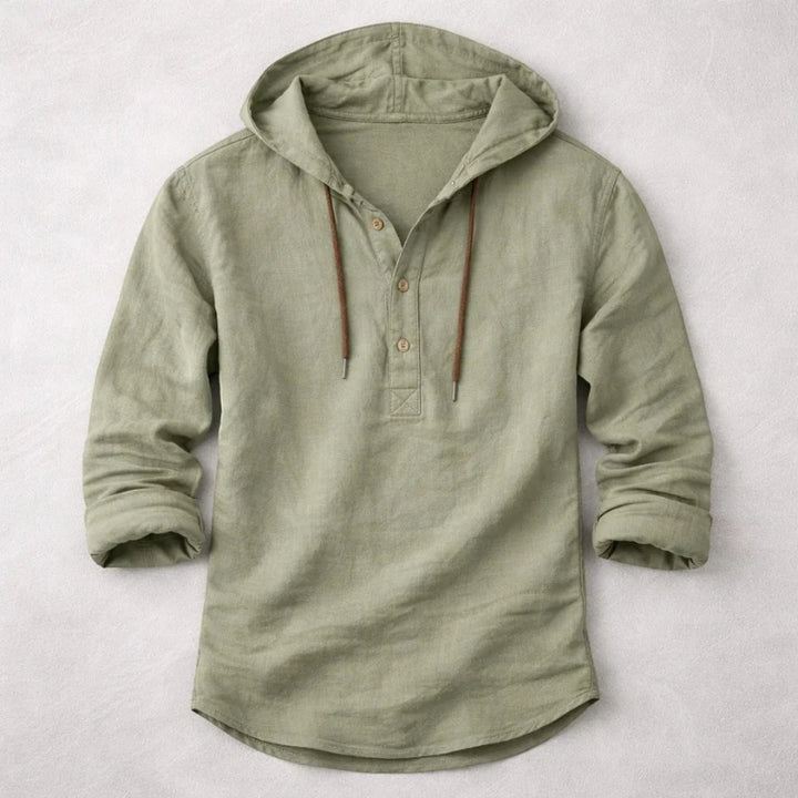 Men's Casual Vintage Shirt with Long Sleeve and Crew Neck