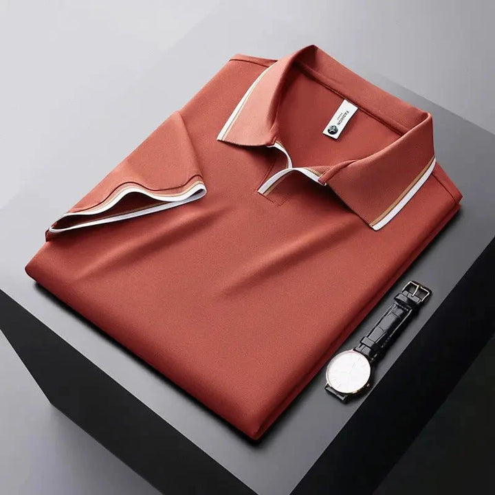 Men's Casual Work Polo Shirt with Short Sleeve and Ribbed Collar