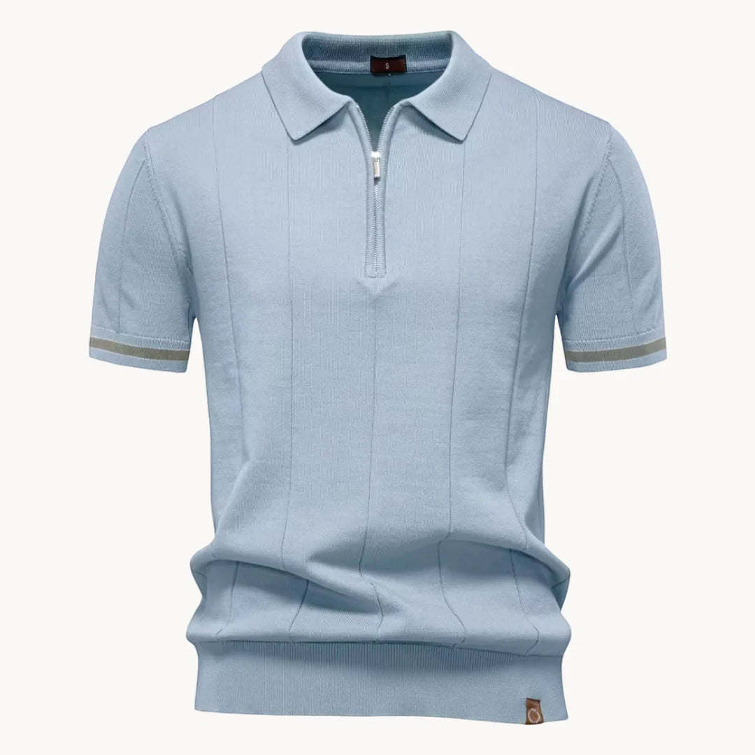 Men's Casual Polo Shirt with Short Sleeve and Zipper