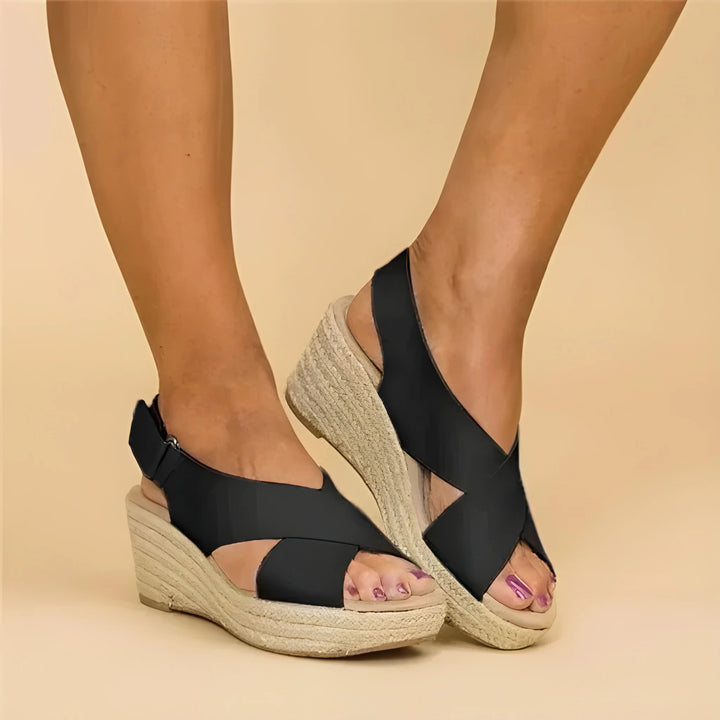 Women's Comfortable Platform Wedges with Arch Support and Velcro Strap