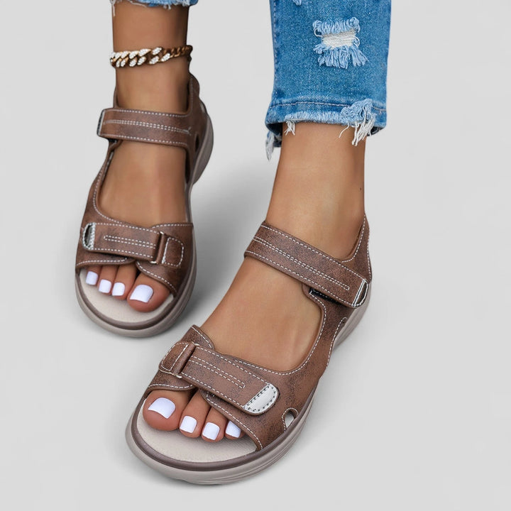 Women's Athletic Running Sandals with Velcro Strap and Cushioned Footbed