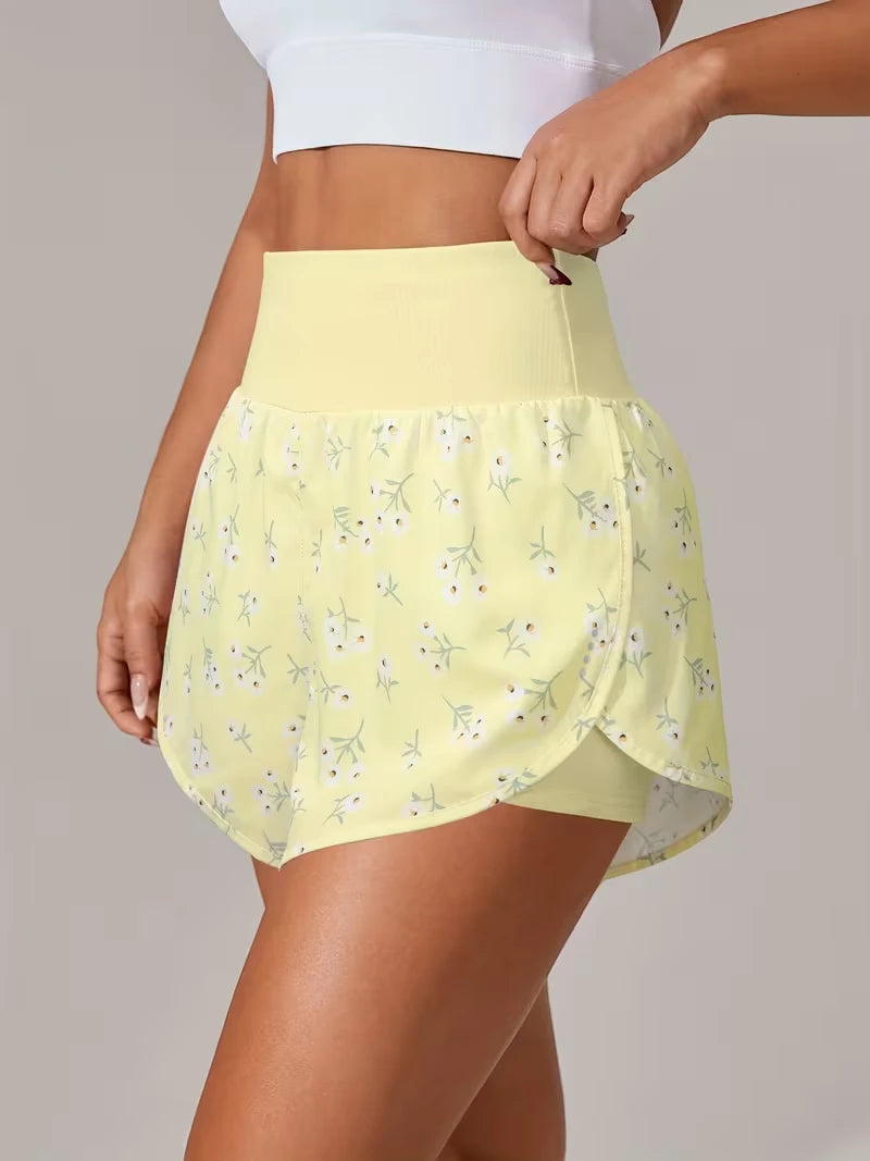 Women's Athletic Yoga Shorts with High Waisted