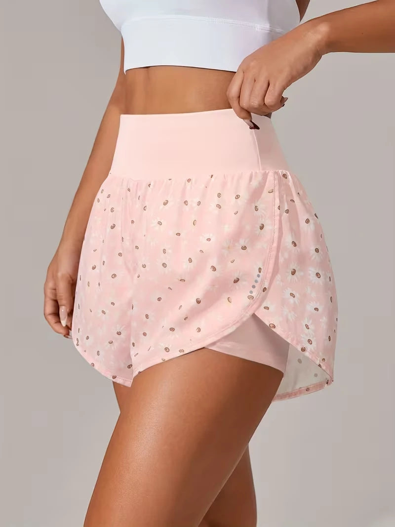 Women's Athletic Yoga Shorts with High Waisted