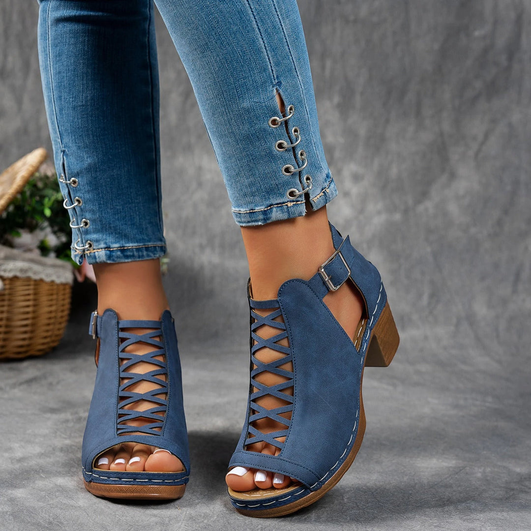 Women's Block Heel Open Toe Sandals with Non Slip Sole and Cushioned Insole